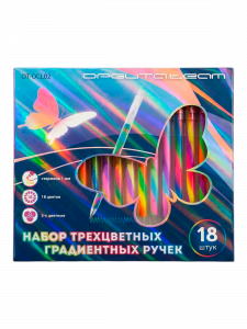 Набор трёхцветных градиентных гелиевых ручек 18 шт Орбита OT-OCL02